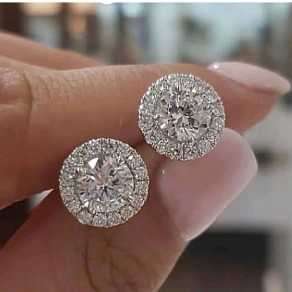New cz silver post earrings